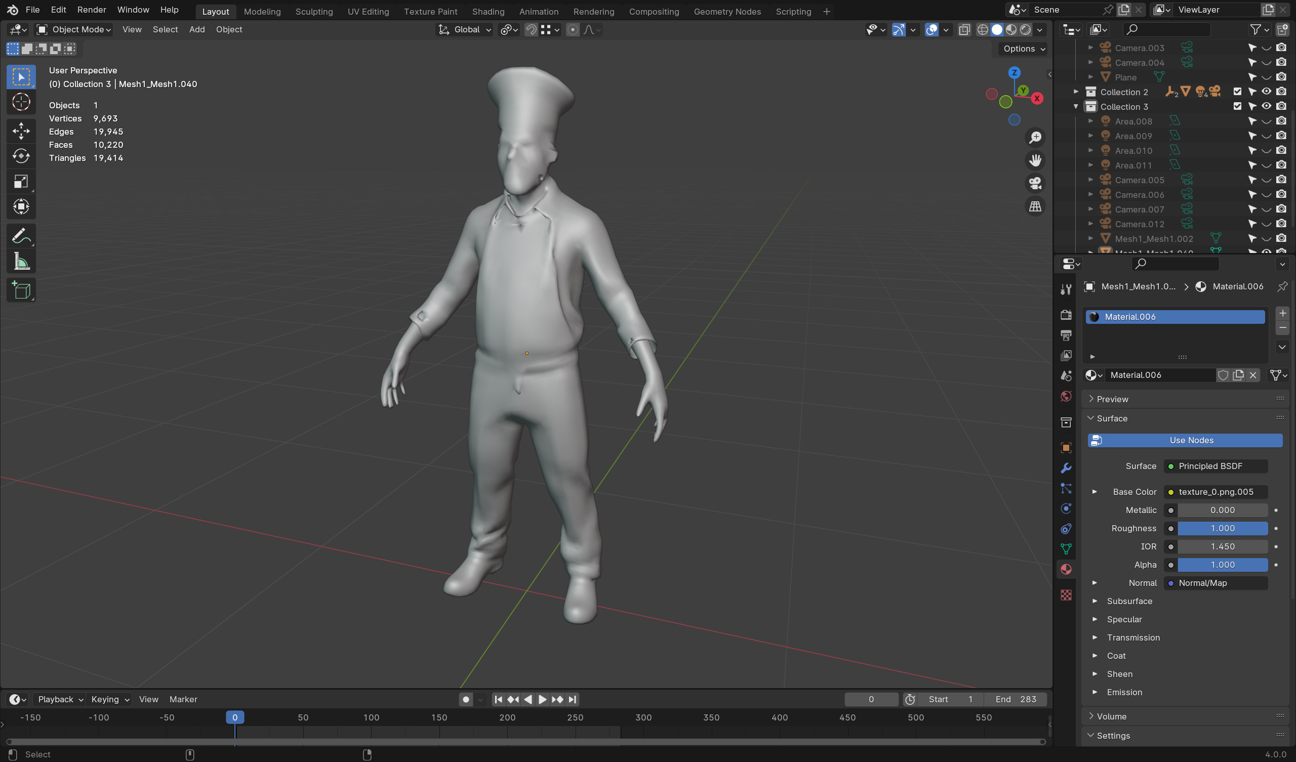 Zombie Chef - Game Ready Rigged 36 Animations Low-poly 3D model_6