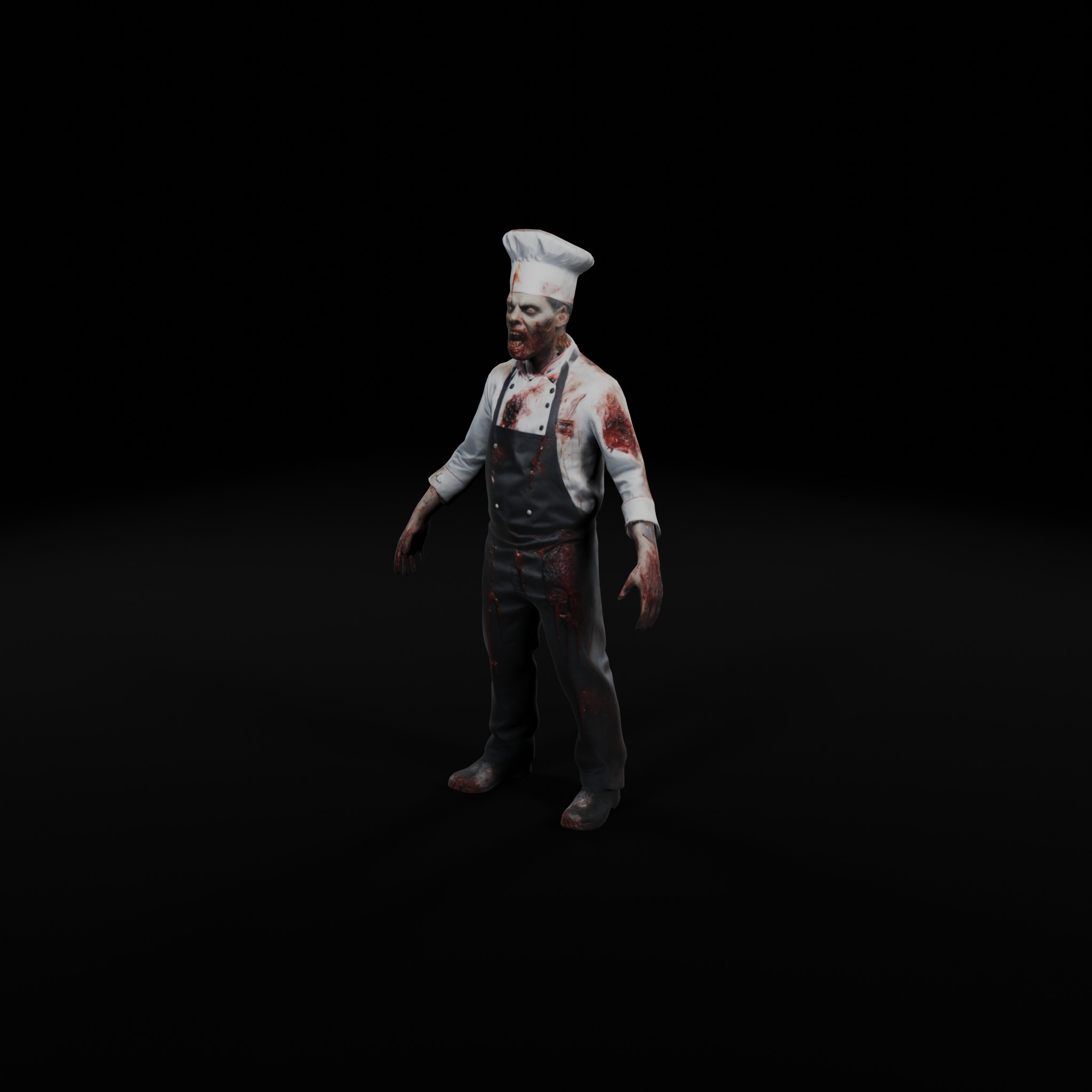 Zombie Chef - Game Ready Rigged 36 Animations Low-poly 3D model_1