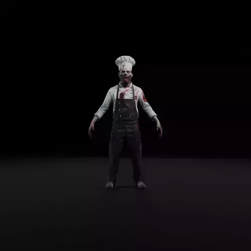 Zombie Chef - Game Ready Rigged 36 Animations Low-poly 3D model