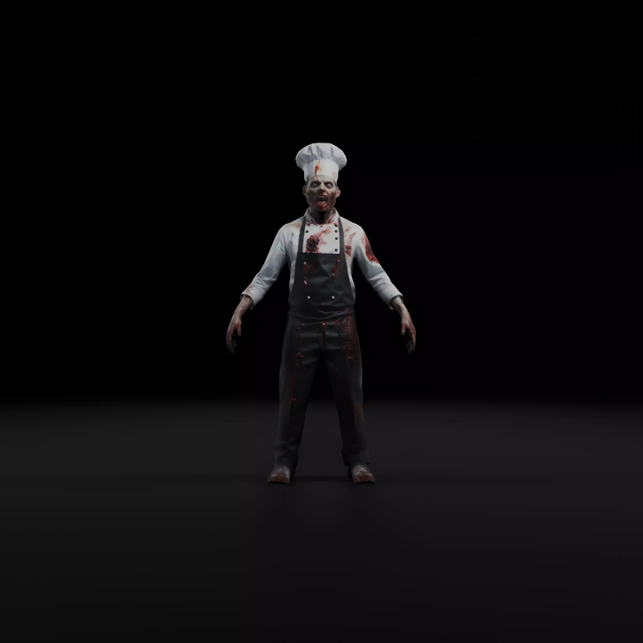 Zombie Chef - Game Ready Rigged 36 Animations Low-poly 3D model_0