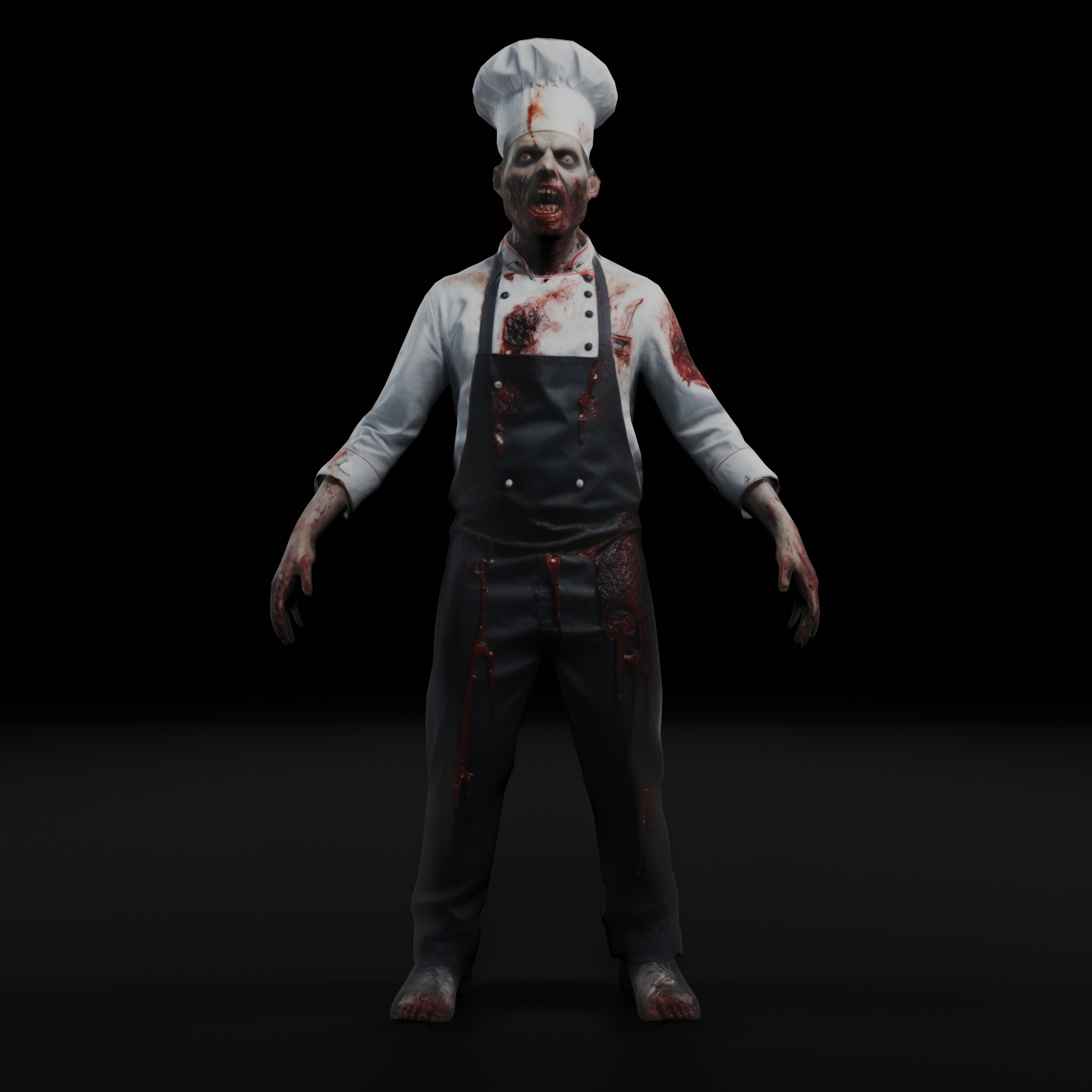Zombie Chef - Game Ready Rigged 36 Animations Low-poly 3D model_3