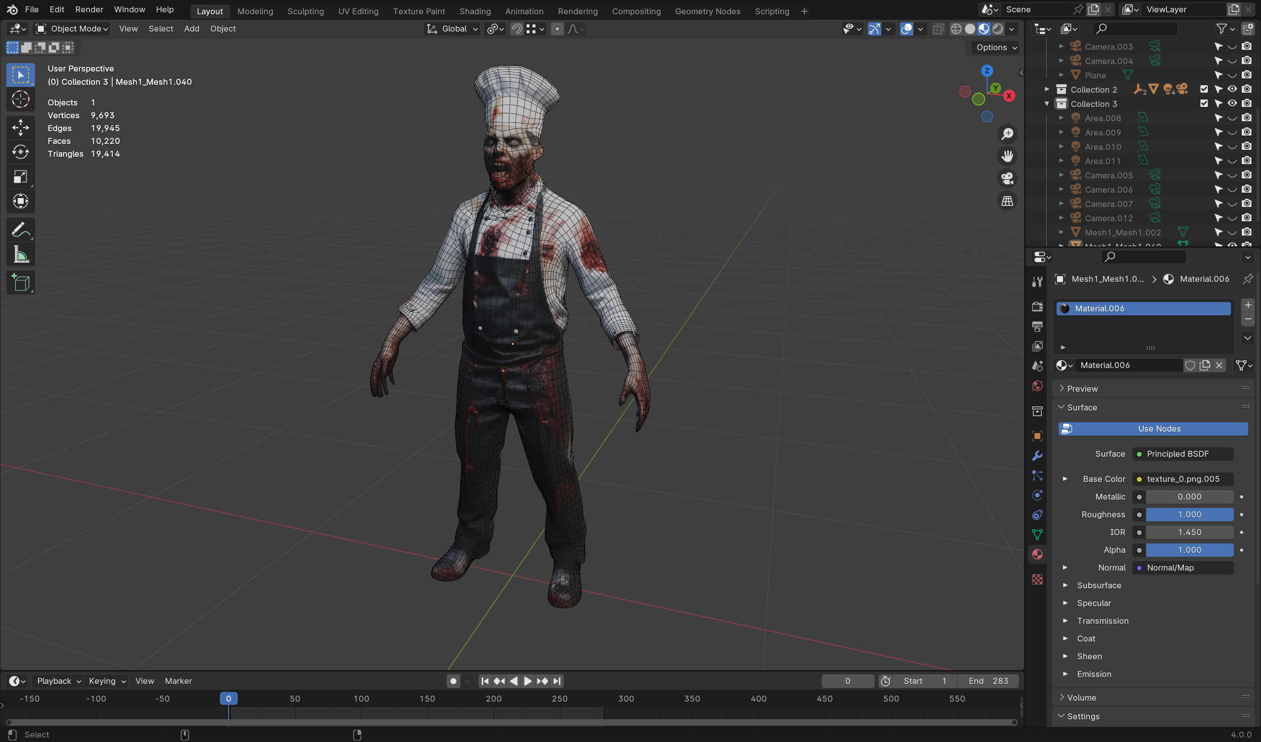 Zombie Chef - Game Ready Rigged 36 Animations Low-poly 3D model_5