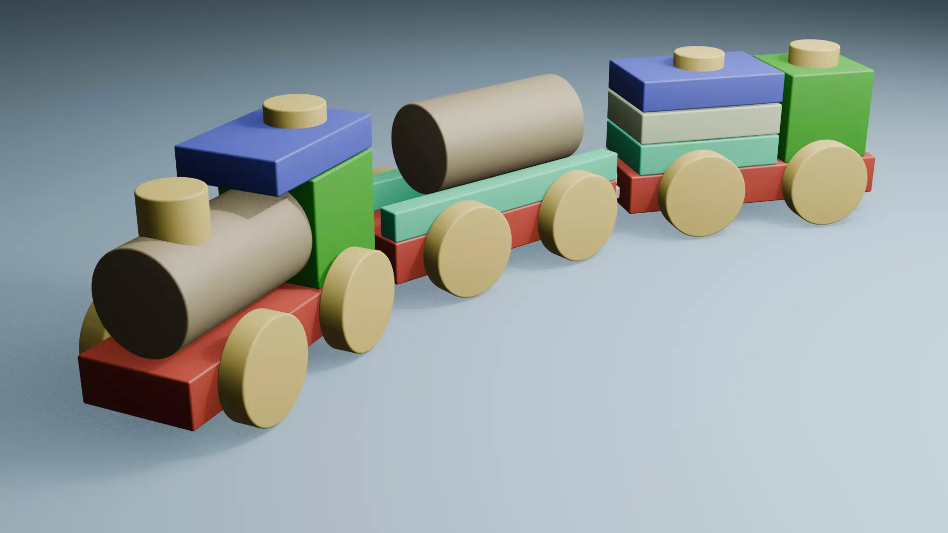Colorful Toy Train Model Free low-poly 3D model_0