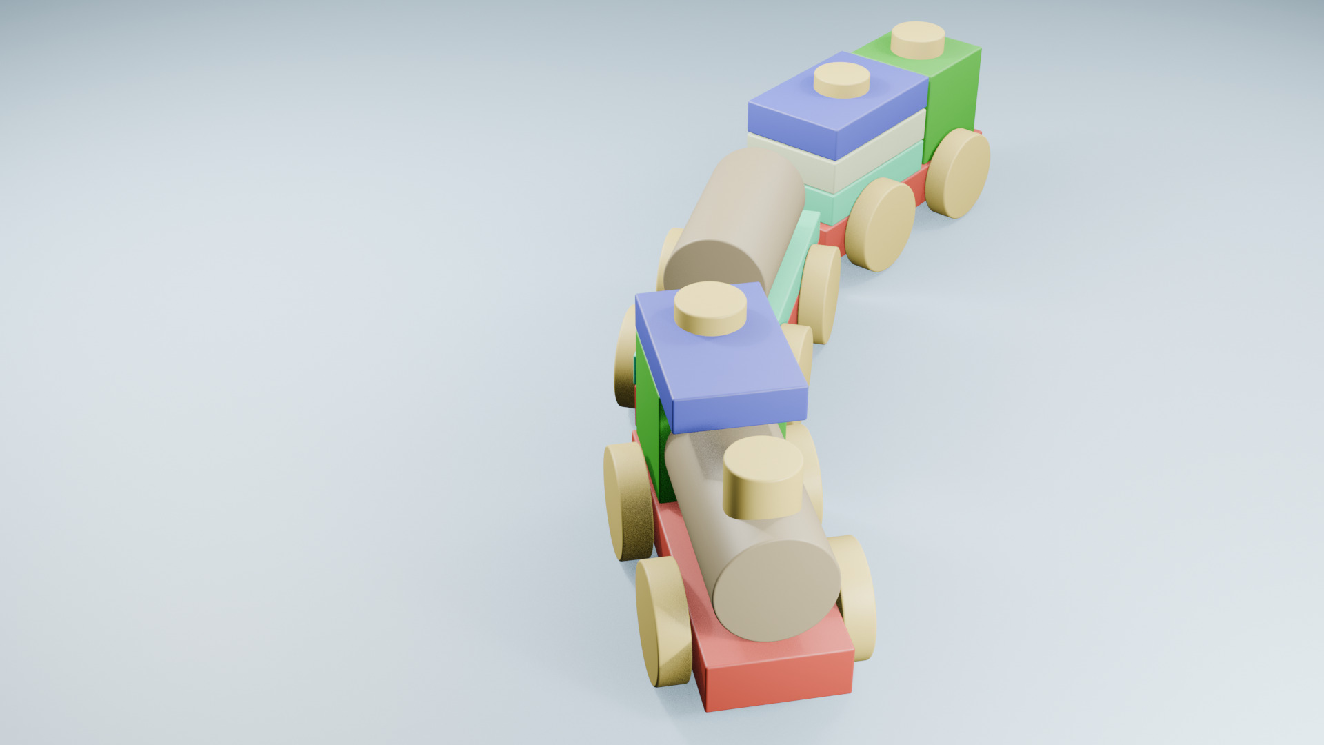 Colorful Toy Train Model Free low-poly 3D model_1