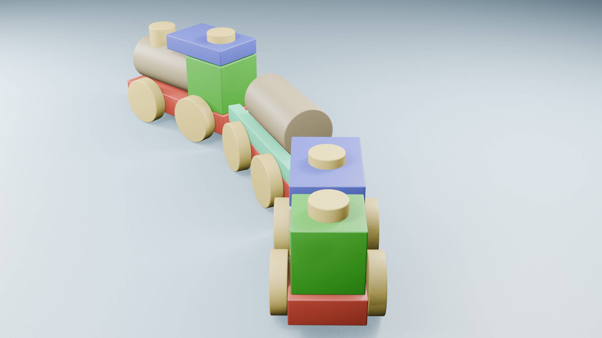 Colorful Toy Train Model Free low-poly 3D model_3