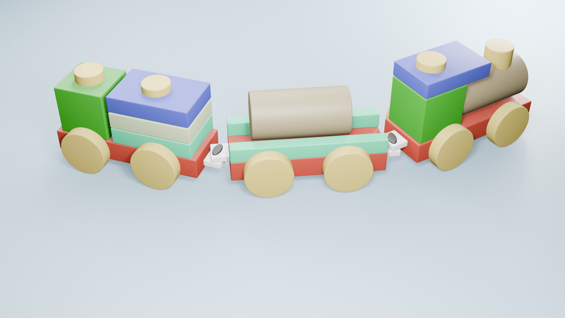 Colorful Toy Train Model Free low-poly 3D model_2