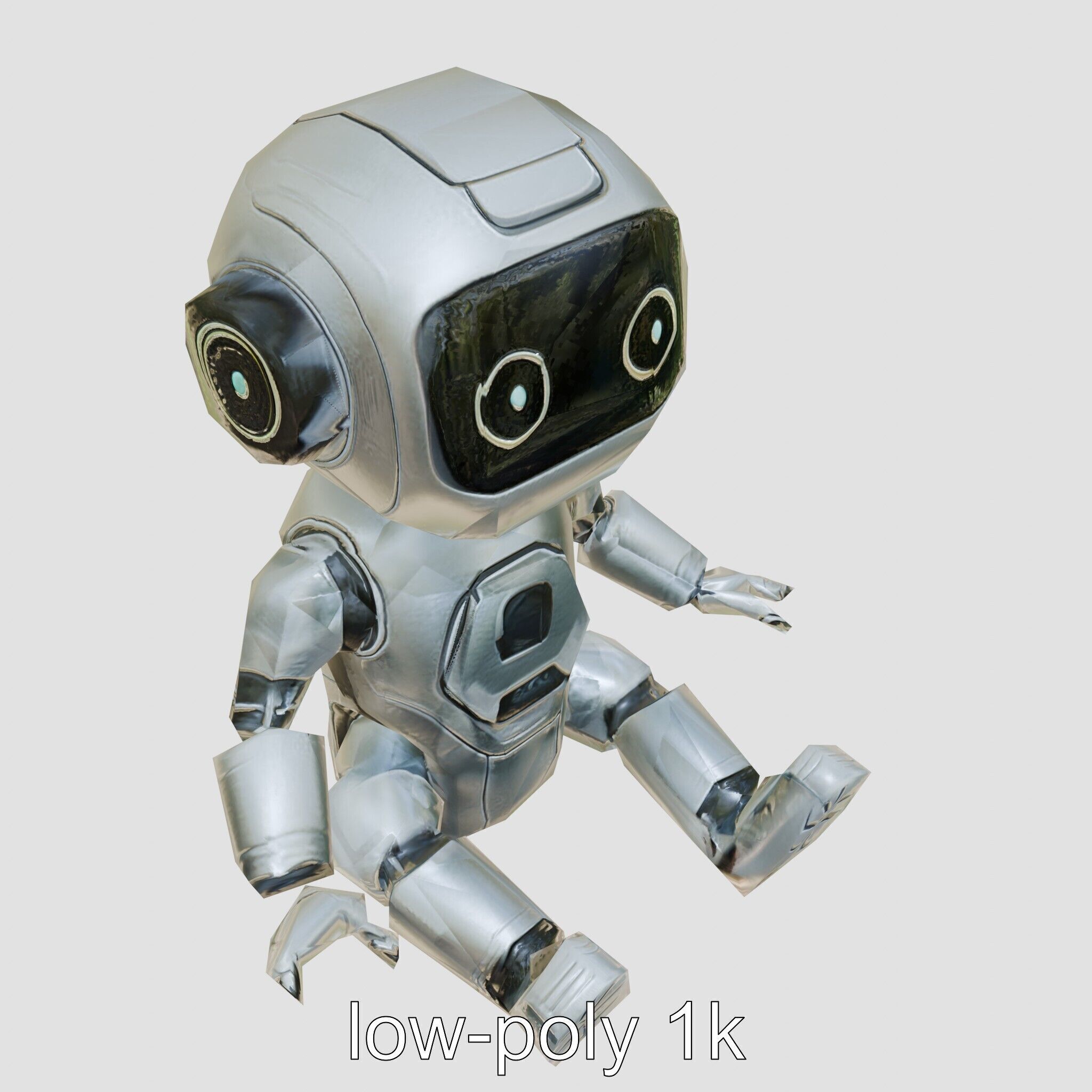 Futuristic Toy Robot with Articulated Limbs Low-poly 3D model_16