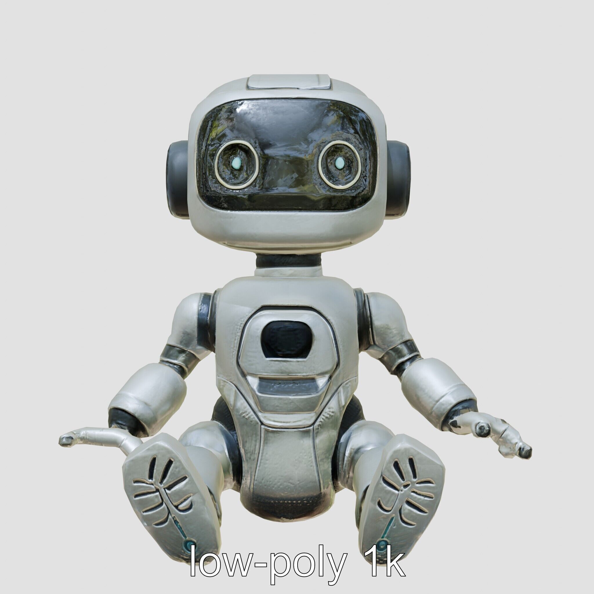 Futuristic Toy Robot with Articulated Limbs Low-poly 3D model_10