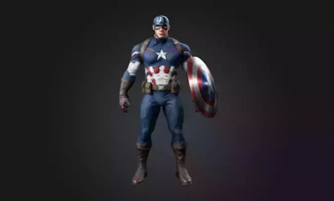 Captain America 3D Model HighQuality and GameReady