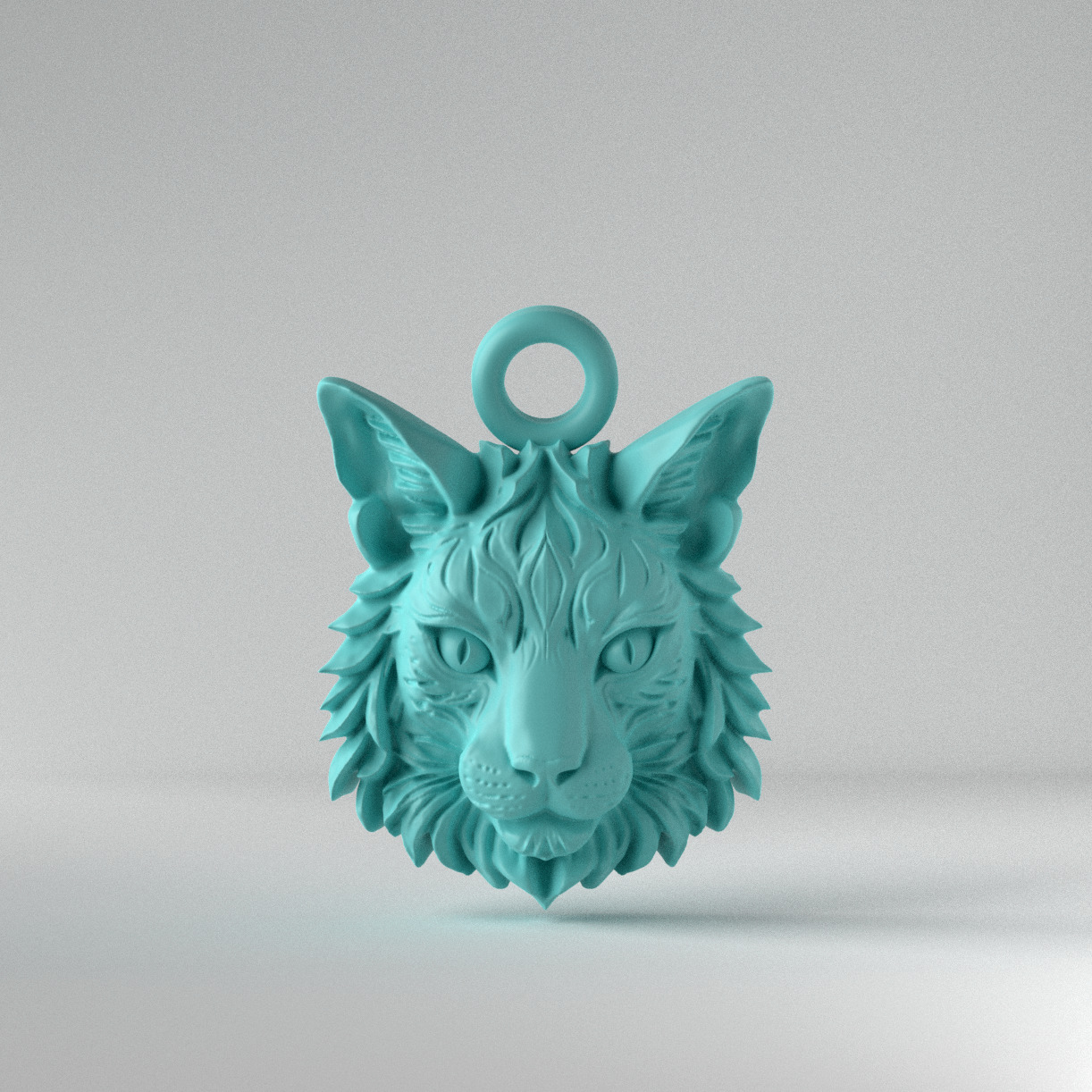 Wild Cat Pendant 3D print model_1