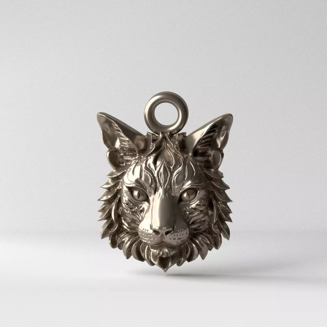 Wild Cat Pendant 3D print model_0