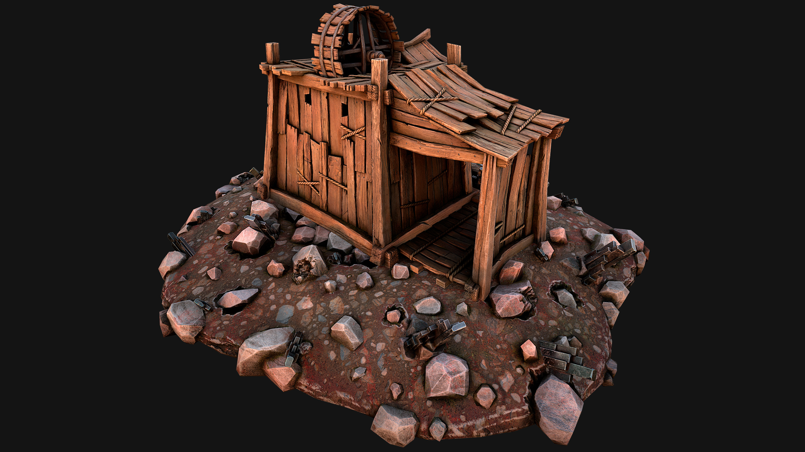 Medieval Mine Silver Ore Deposits Low-poly 3D model_26