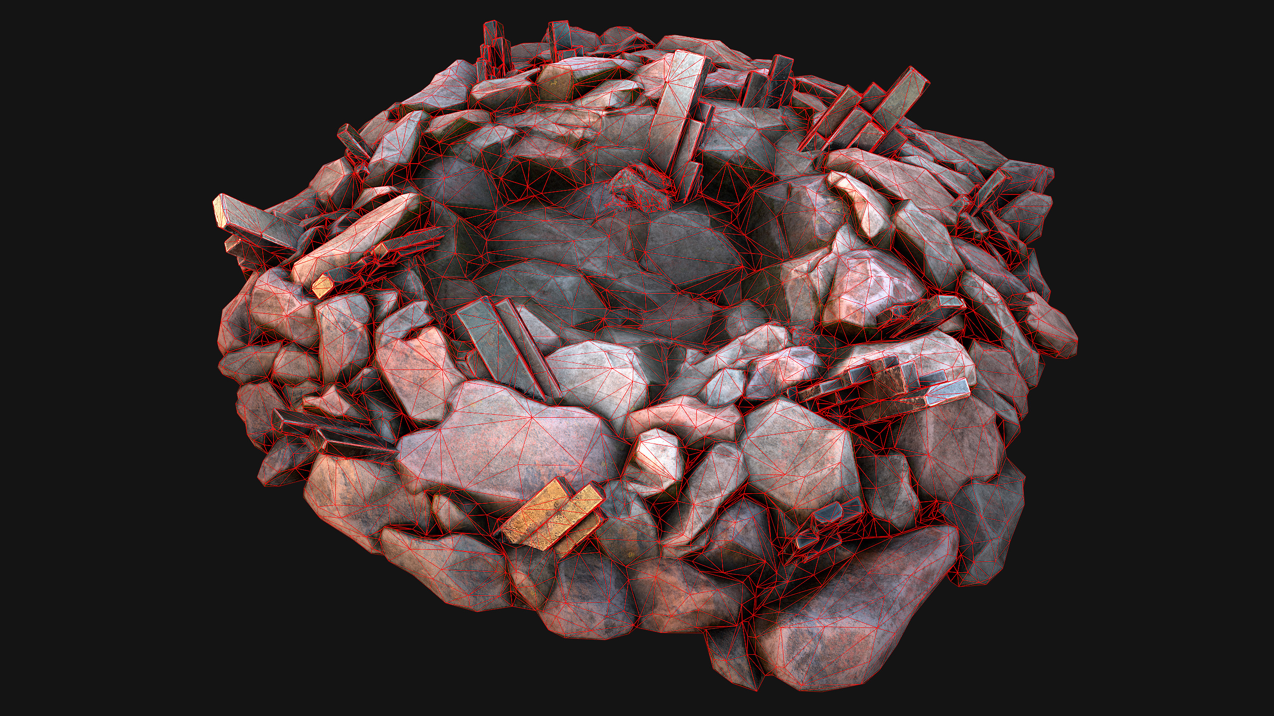 Medieval Mine Silver Ore Deposits Low-poly 3D model_45