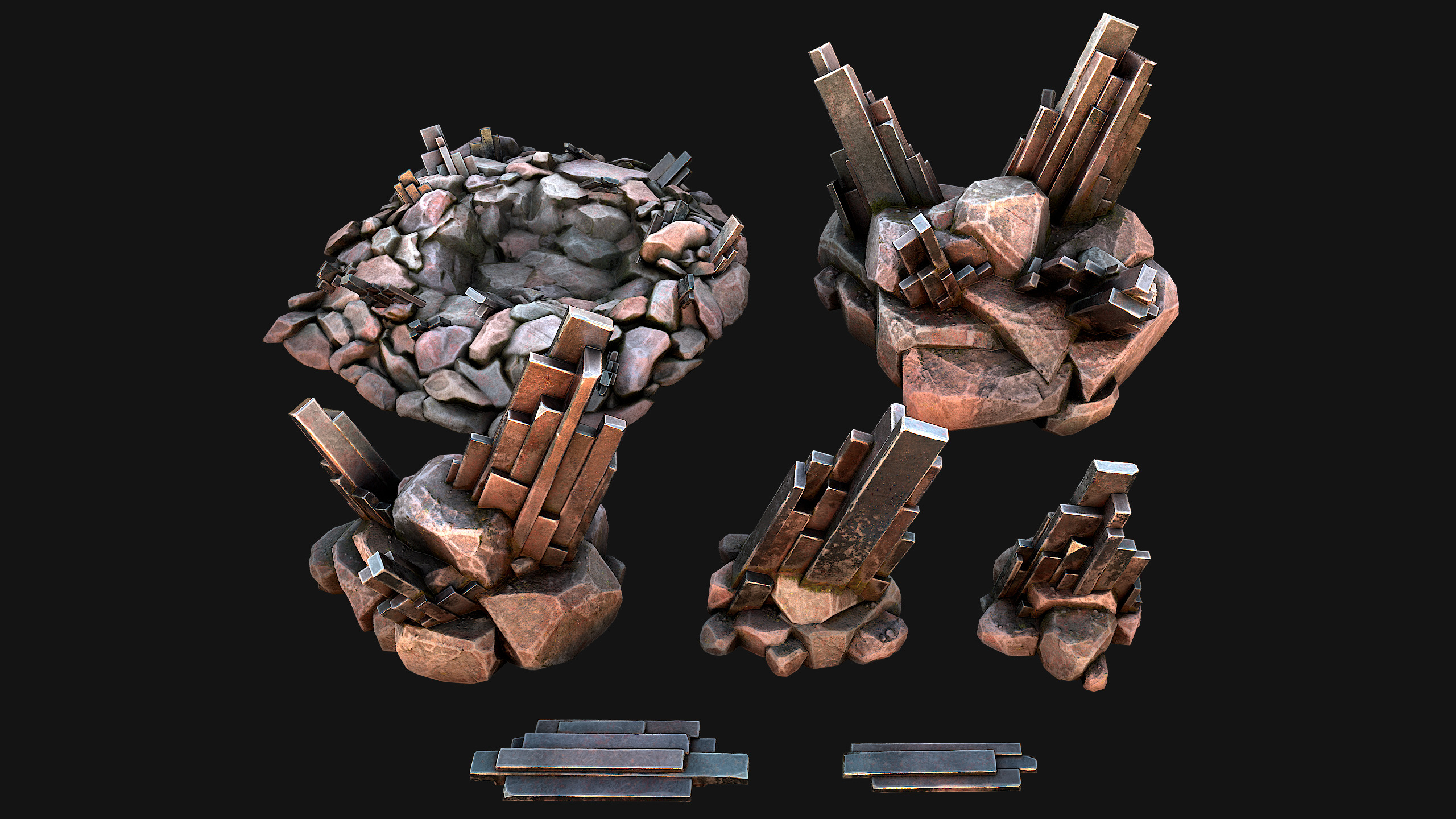 Medieval Mine Silver Ore Deposits Low-poly 3D model_36