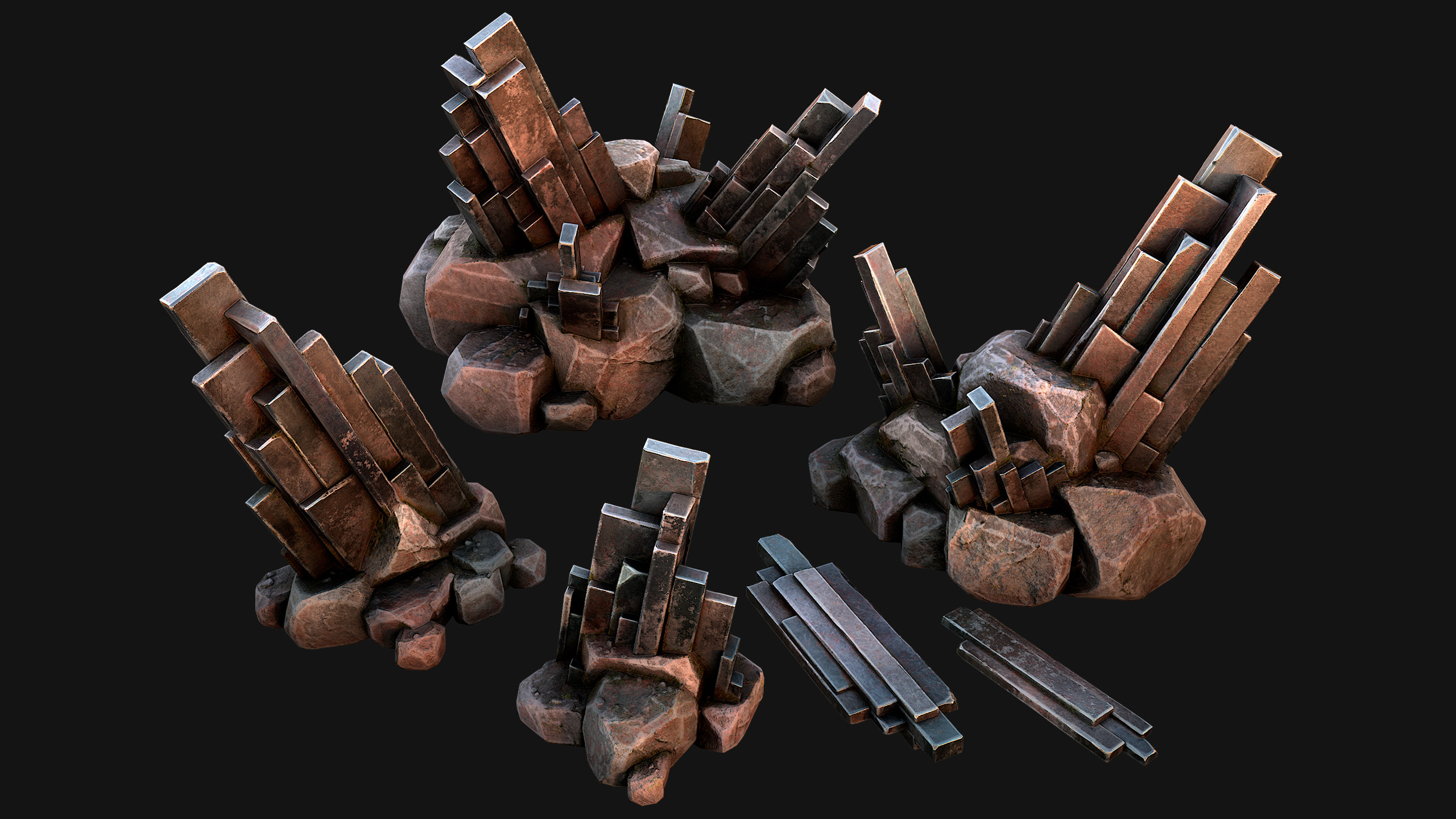 Medieval Mine Silver Ore Deposits Low-poly 3D model_46