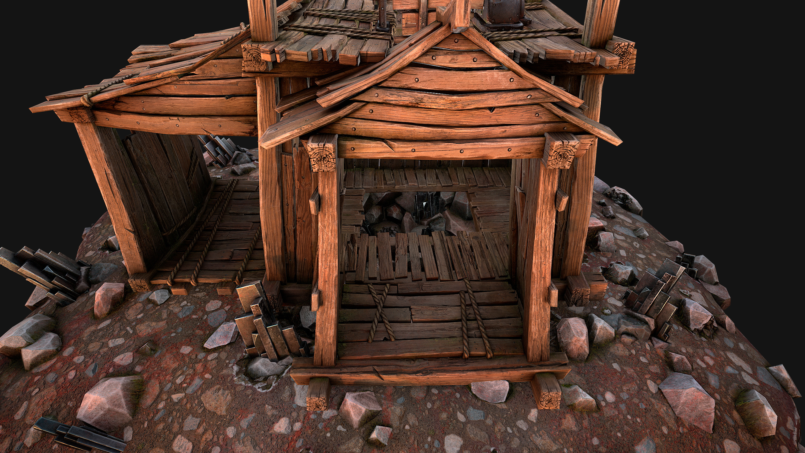 Medieval Mine Silver Ore Deposits Low-poly 3D model_32