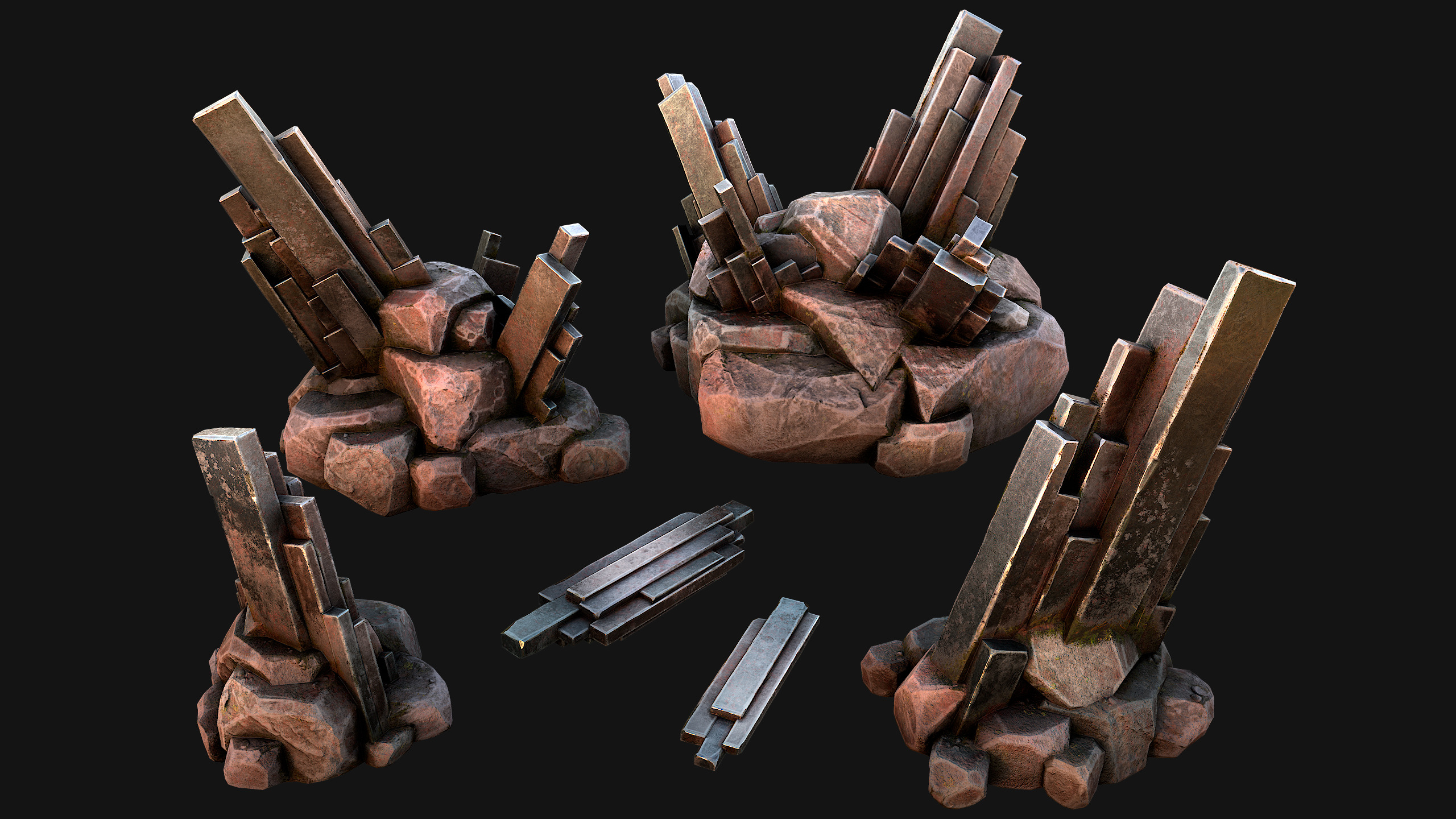 Medieval Mine Silver Ore Deposits Low-poly 3D model_38