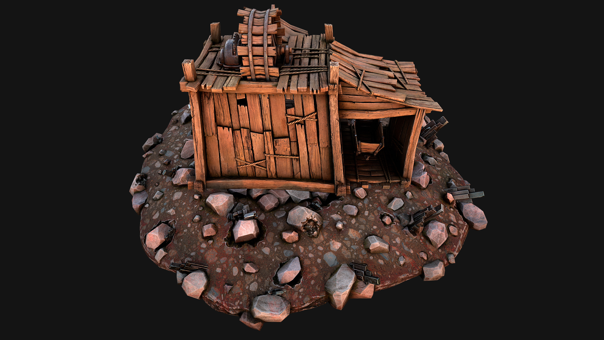Medieval Mine Silver Ore Deposits Low-poly 3D model_29