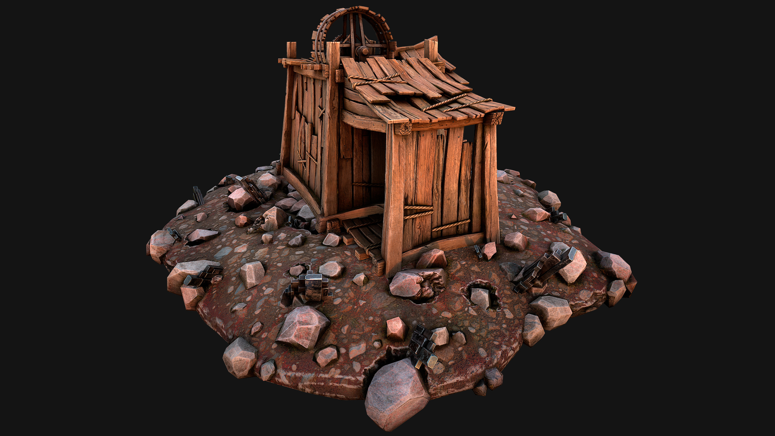 Medieval Mine Silver Ore Deposits Low-poly 3D model_21