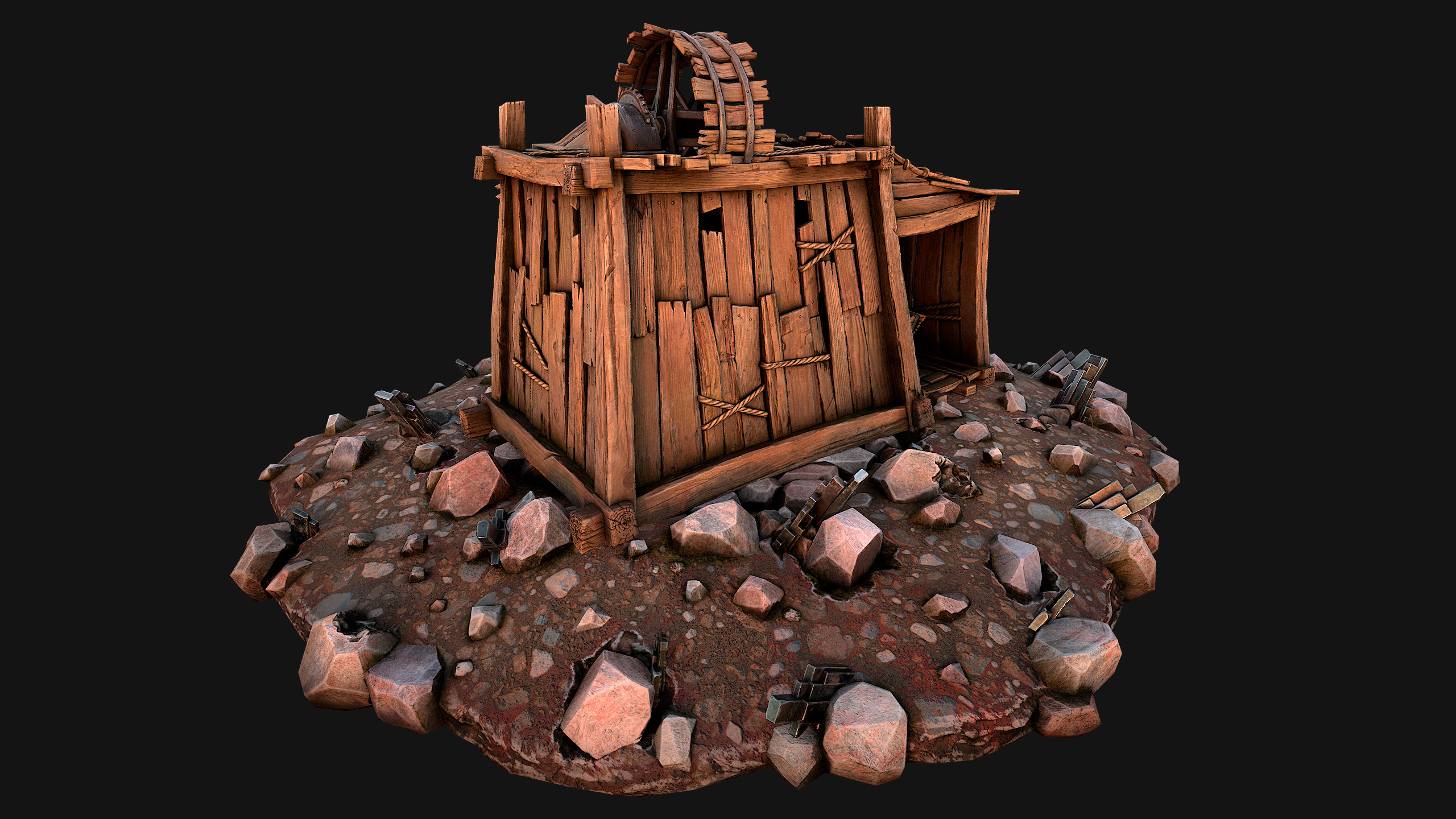 Medieval Mine Silver Ore Deposits Low-poly 3D model_16