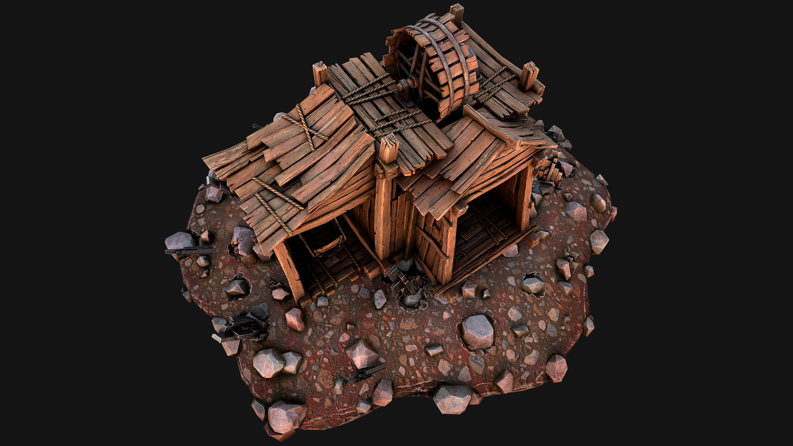 Medieval Mine Silver Ore Deposits Low-poly 3D model_31