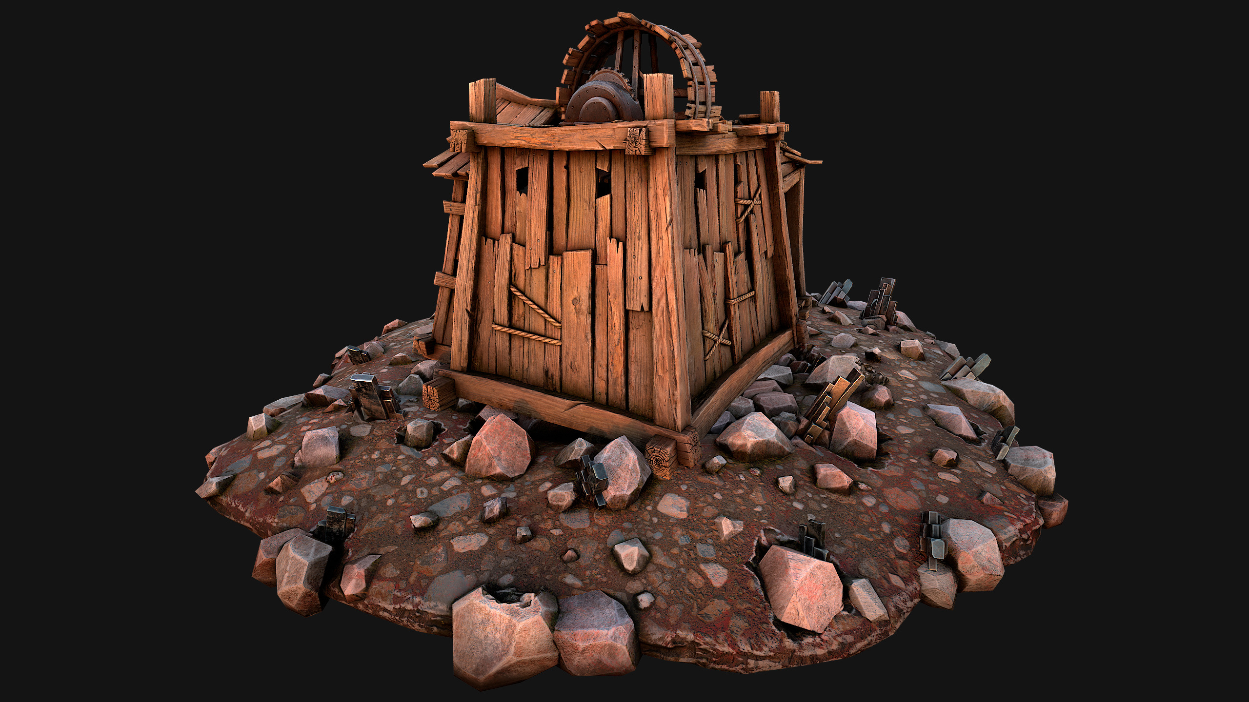 Medieval Mine Silver Ore Deposits Low-poly 3D model_17