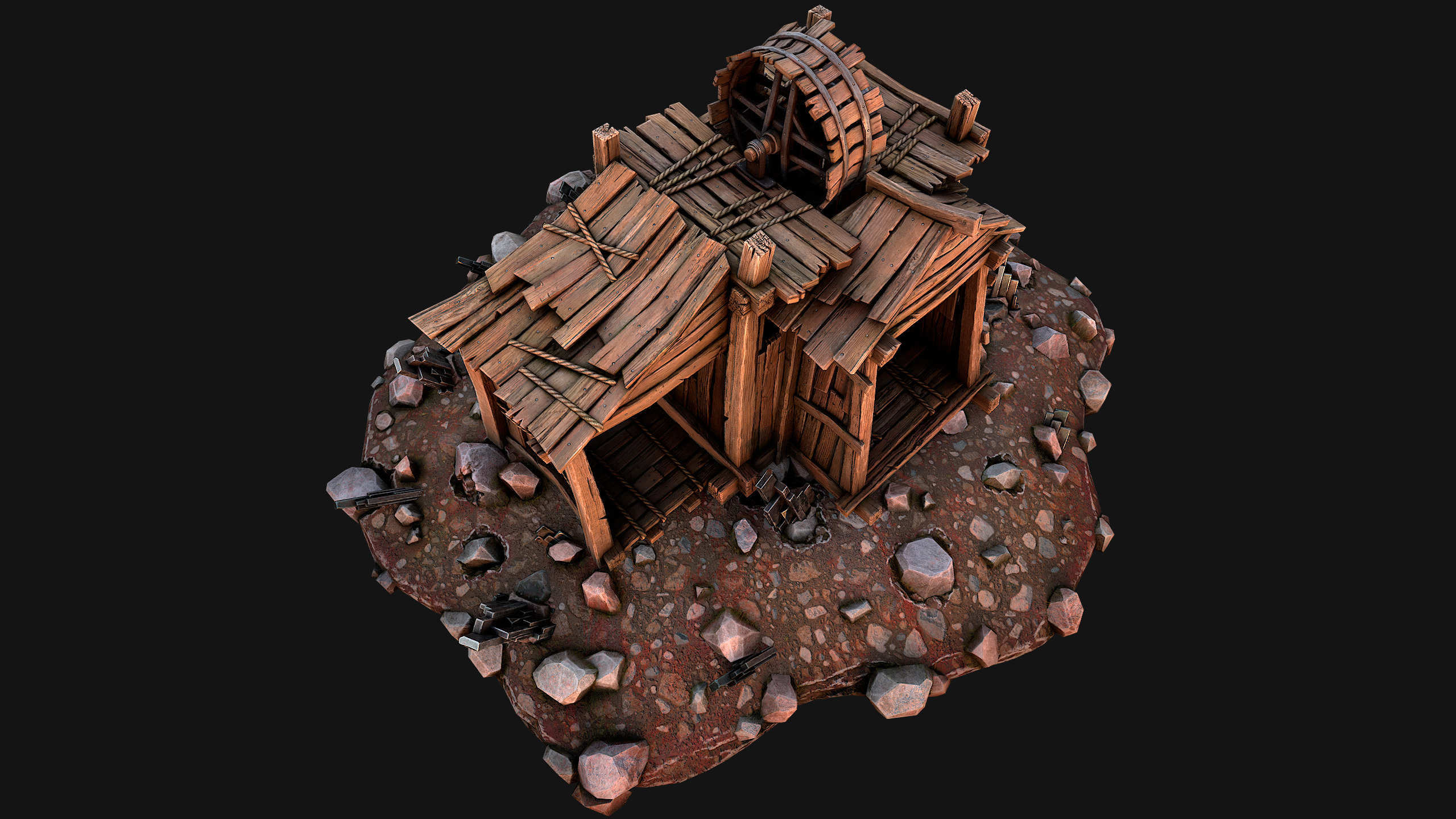 Medieval Mine Silver Ore Deposits Low-poly 3D model_28