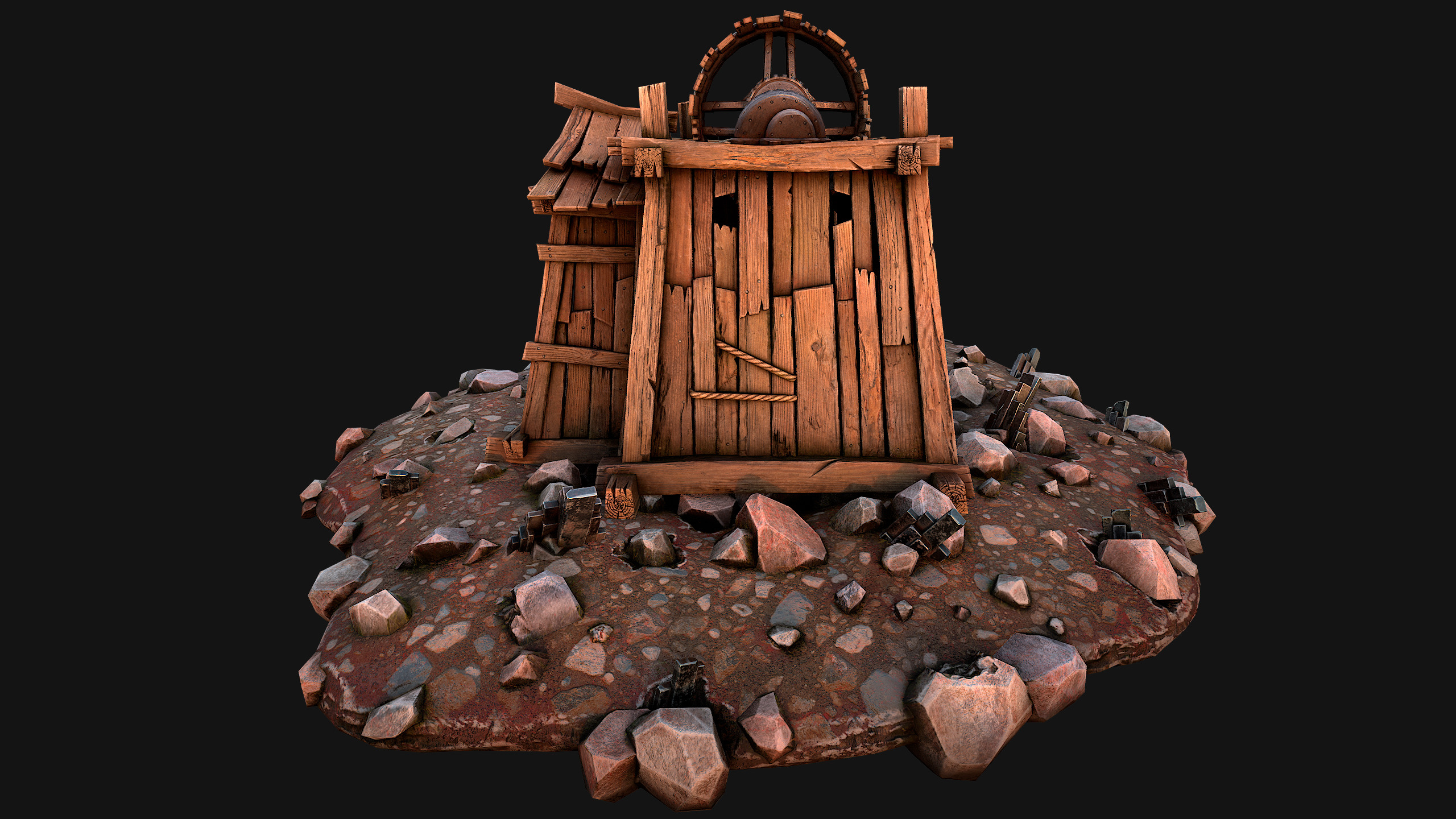 Medieval Mine Silver Ore Deposits Low-poly 3D model_25