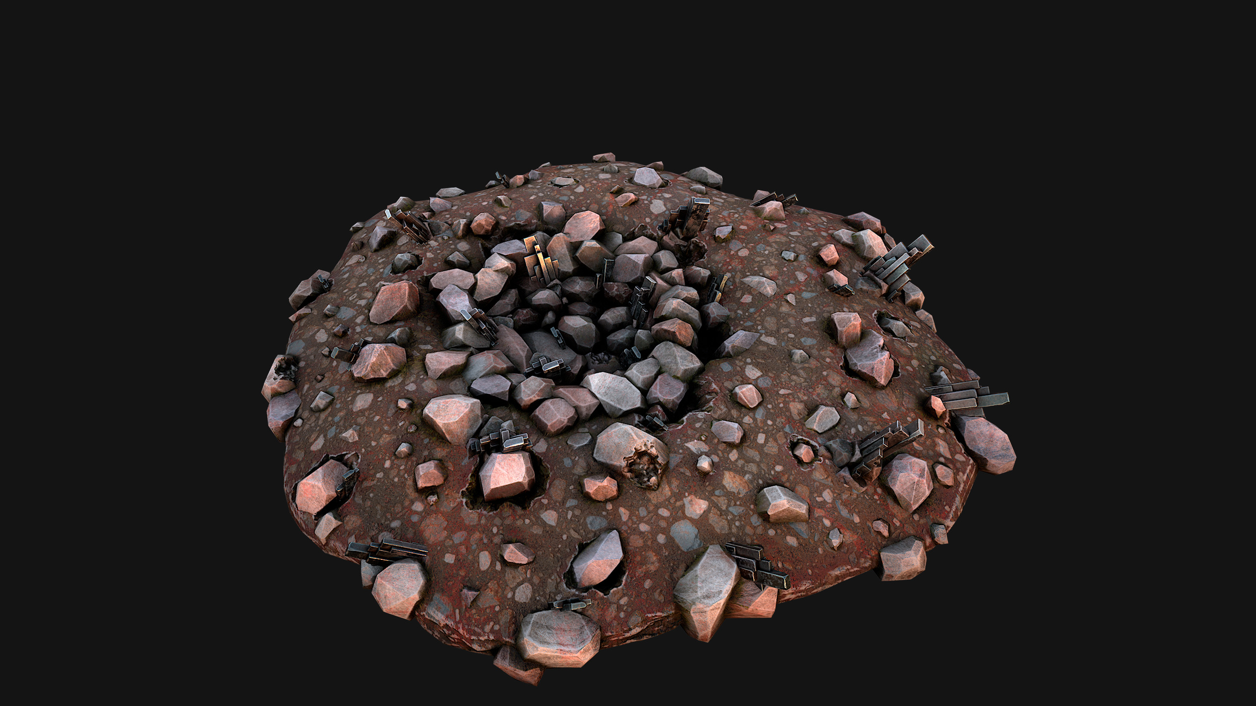 Medieval Mine Silver Ore Deposits Low-poly 3D model_19