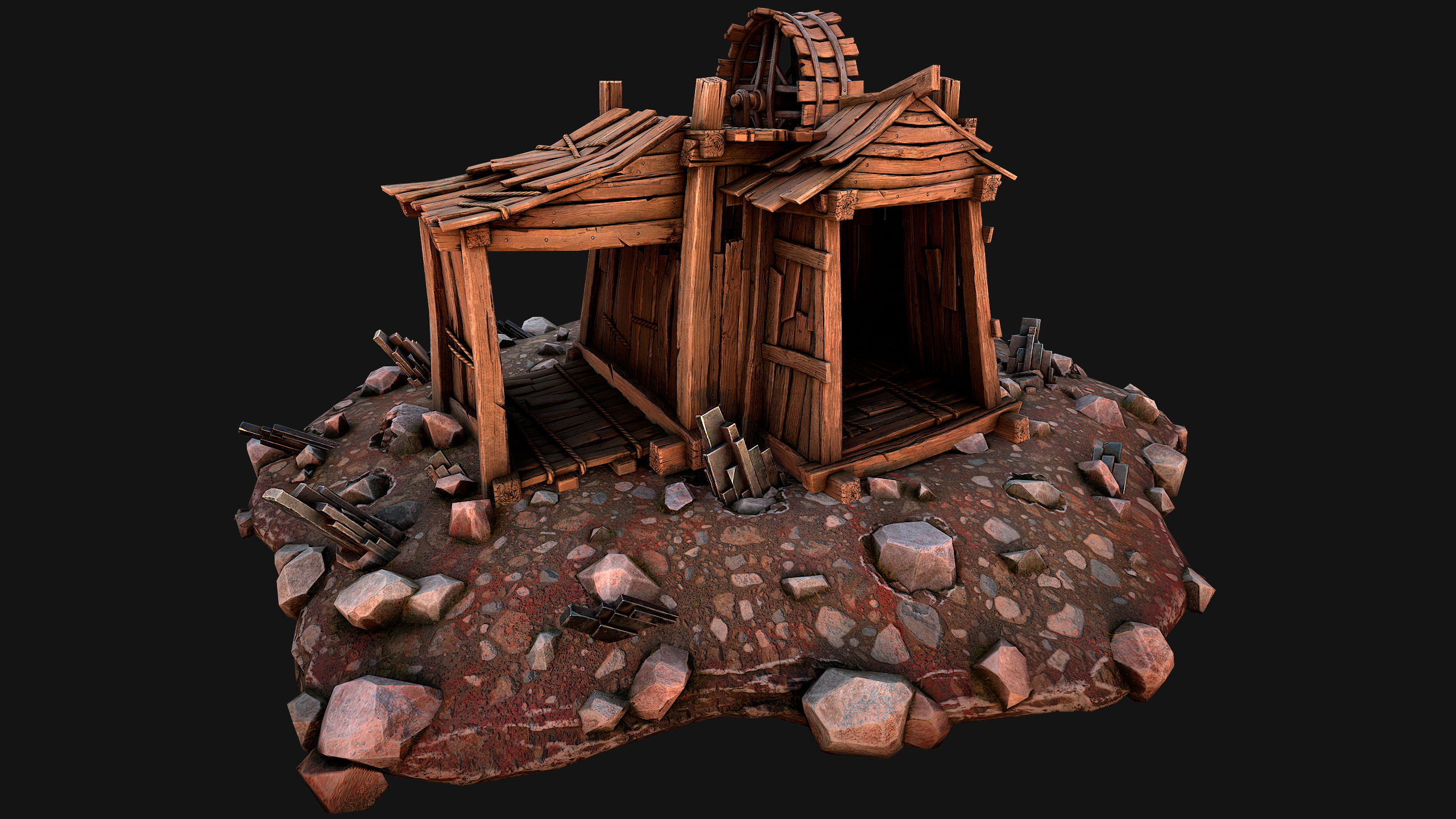 Medieval Mine Silver Ore Deposits Low-poly 3D model_24
