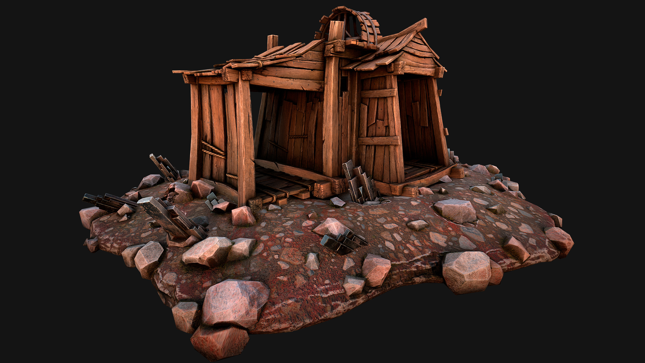Medieval Mine Silver Ore Deposits Low-poly 3D model_23