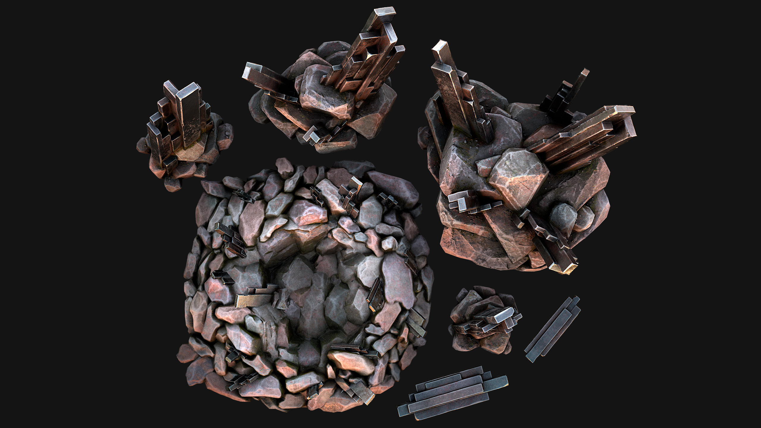 Medieval Mine Silver Ore Deposits Low-poly 3D model_47