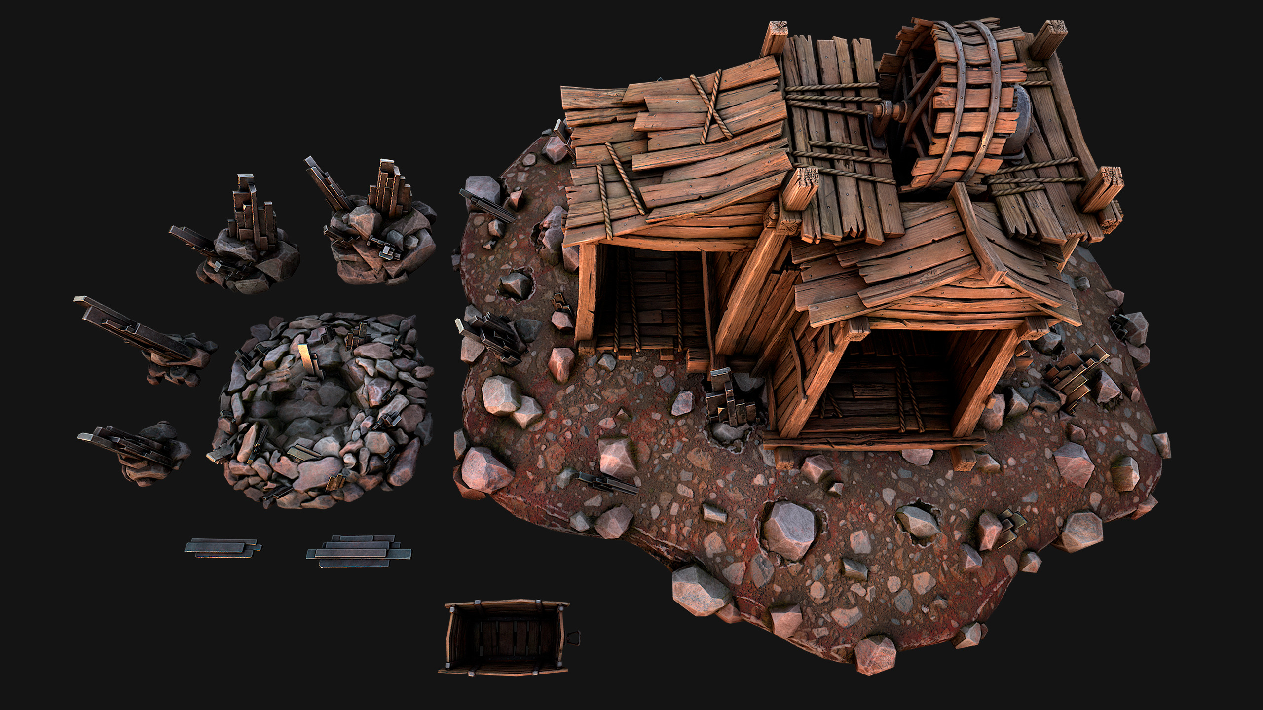 Medieval Mine Silver Ore Deposits Low-poly 3D model_27