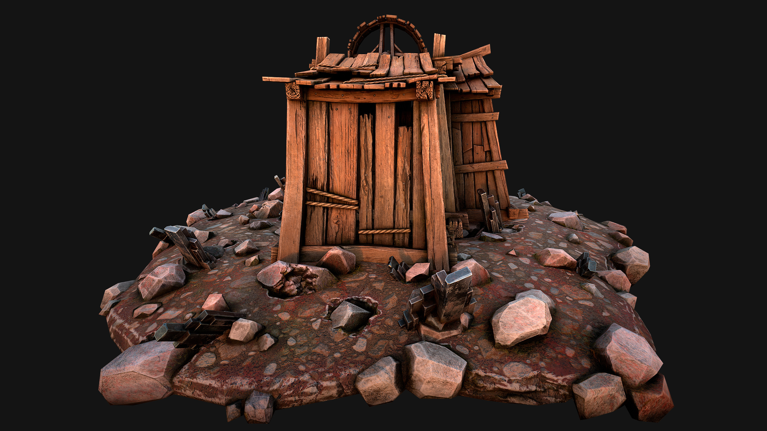 Medieval Mine Silver Ore Deposits Low-poly 3D model_22