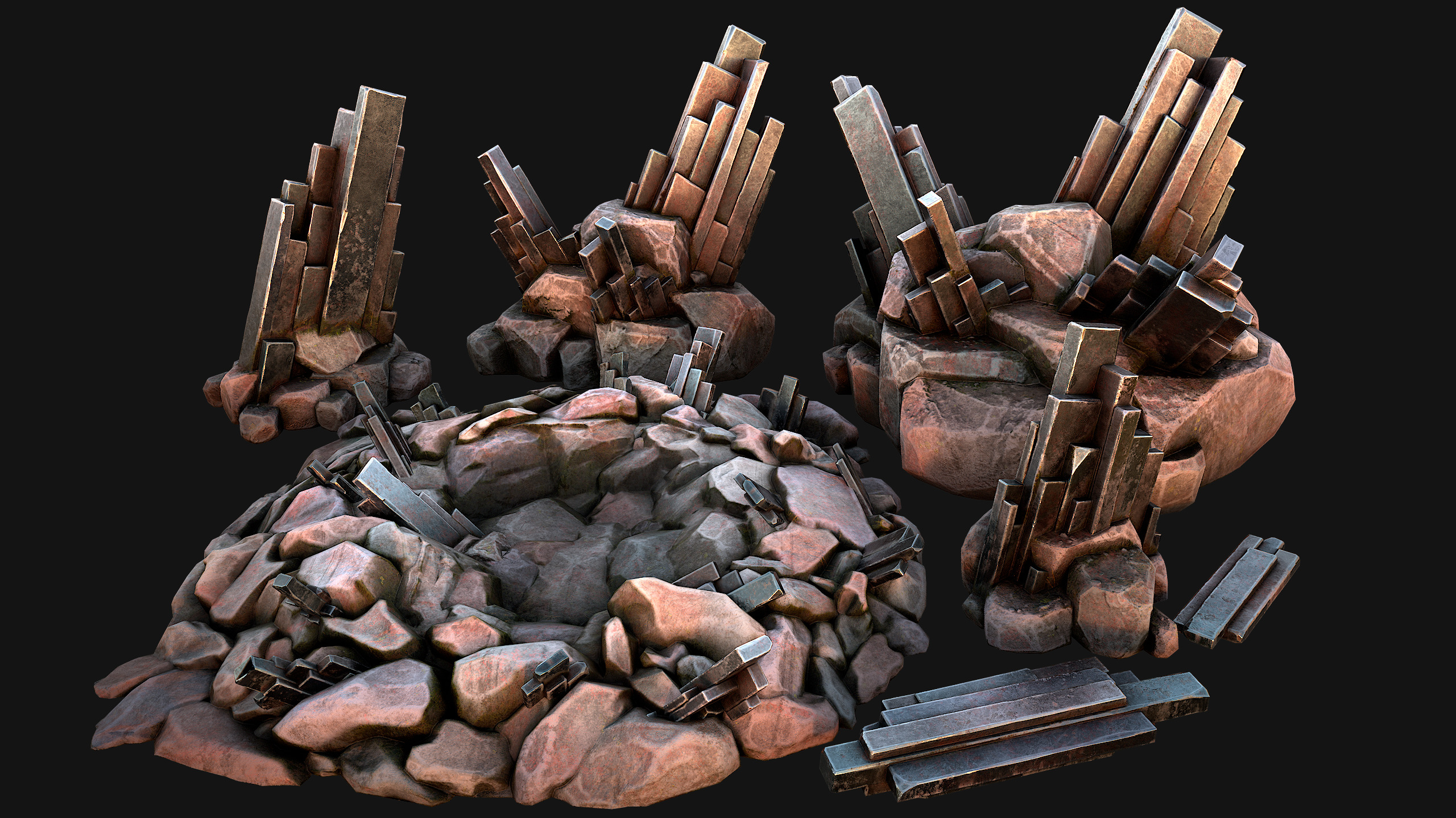 Medieval Mine Silver Ore Deposits Low-poly 3D model_43