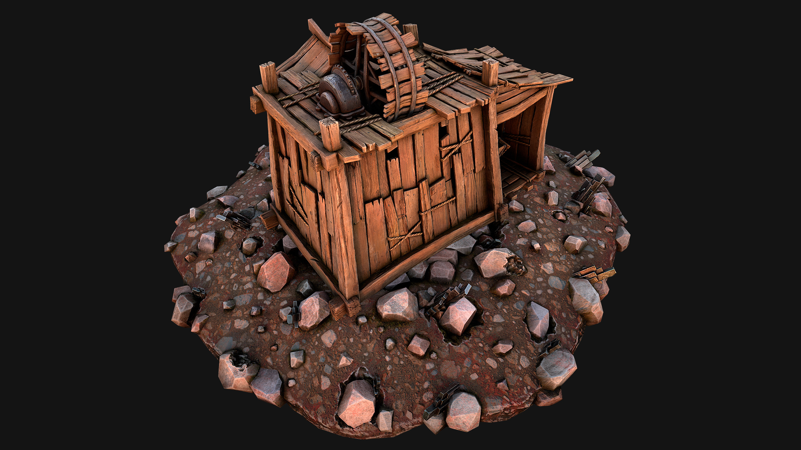 Medieval Mine Silver Ore Deposits Low-poly 3D model_20