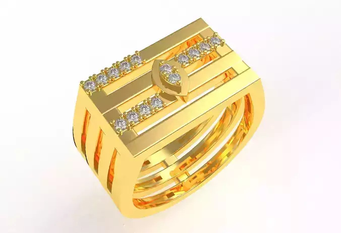 Fancy Wide Band Diamond Ring