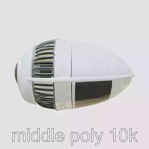 Futuristic Urban Satellite Capsule with Mirrored Chrome Body Low-poly 3D model