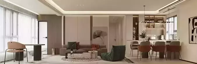 Modern living and dining room