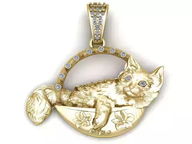 CAT IN THE BASKET PENDANT 3D PRINTABLE MODEL