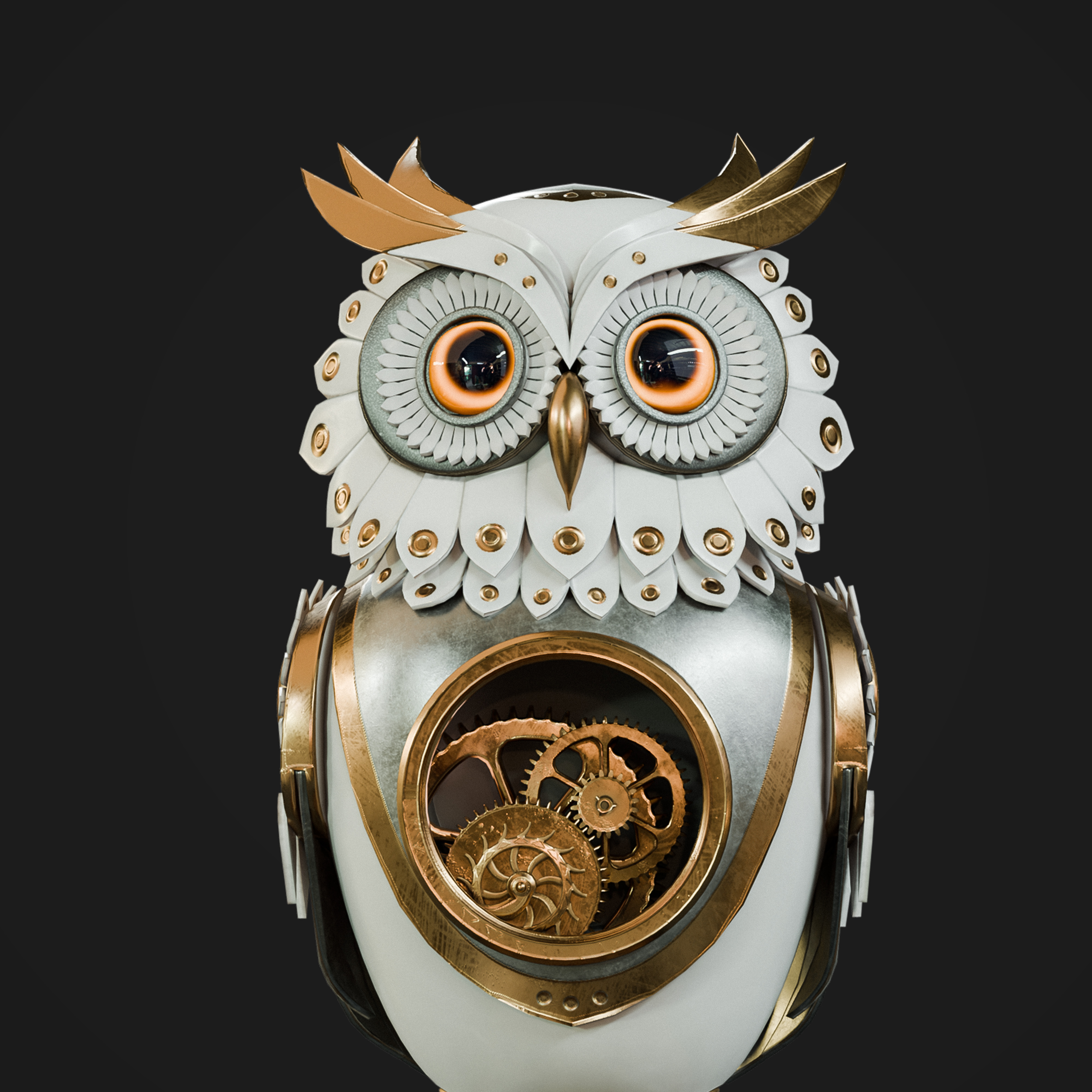 Steampunk Owl Automaton Low-poly 3D model_3