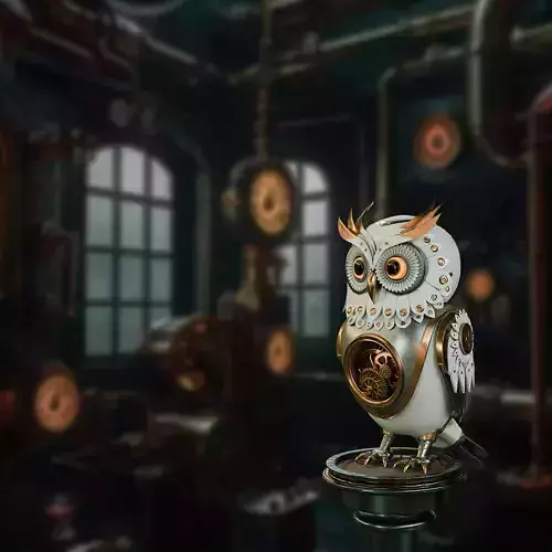 Steampunk Owl Automaton Low-poly 3D model