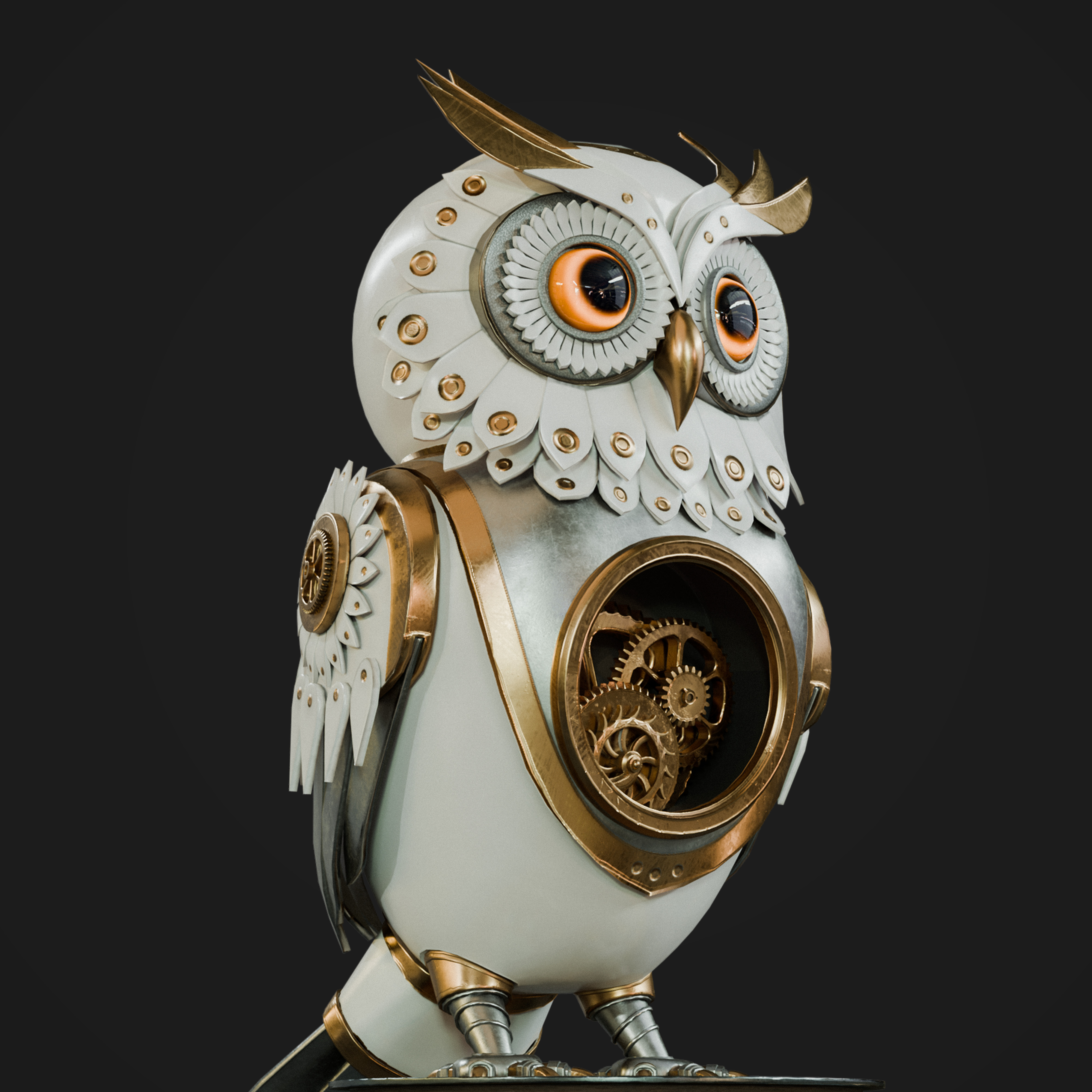 Steampunk Owl Automaton Low-poly 3D model_1