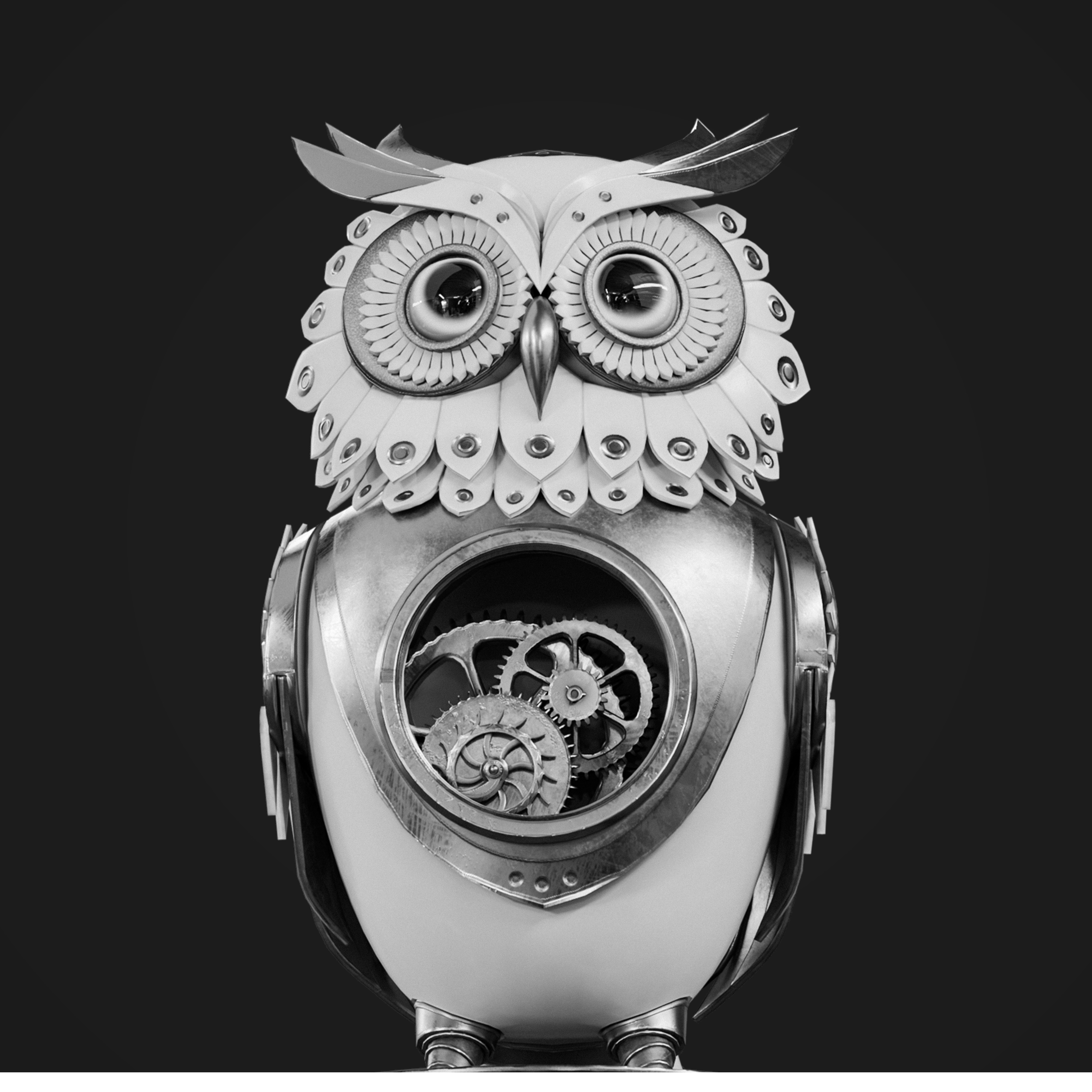 Steampunk Owl Automaton Low-poly 3D model_2