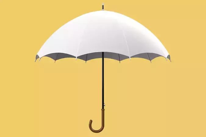 PLAIN WHITE WEDDING UMBRELLA FOLD CLASSIC WOODEN J STICK HANDLE