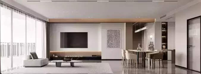 Modern living and dining room