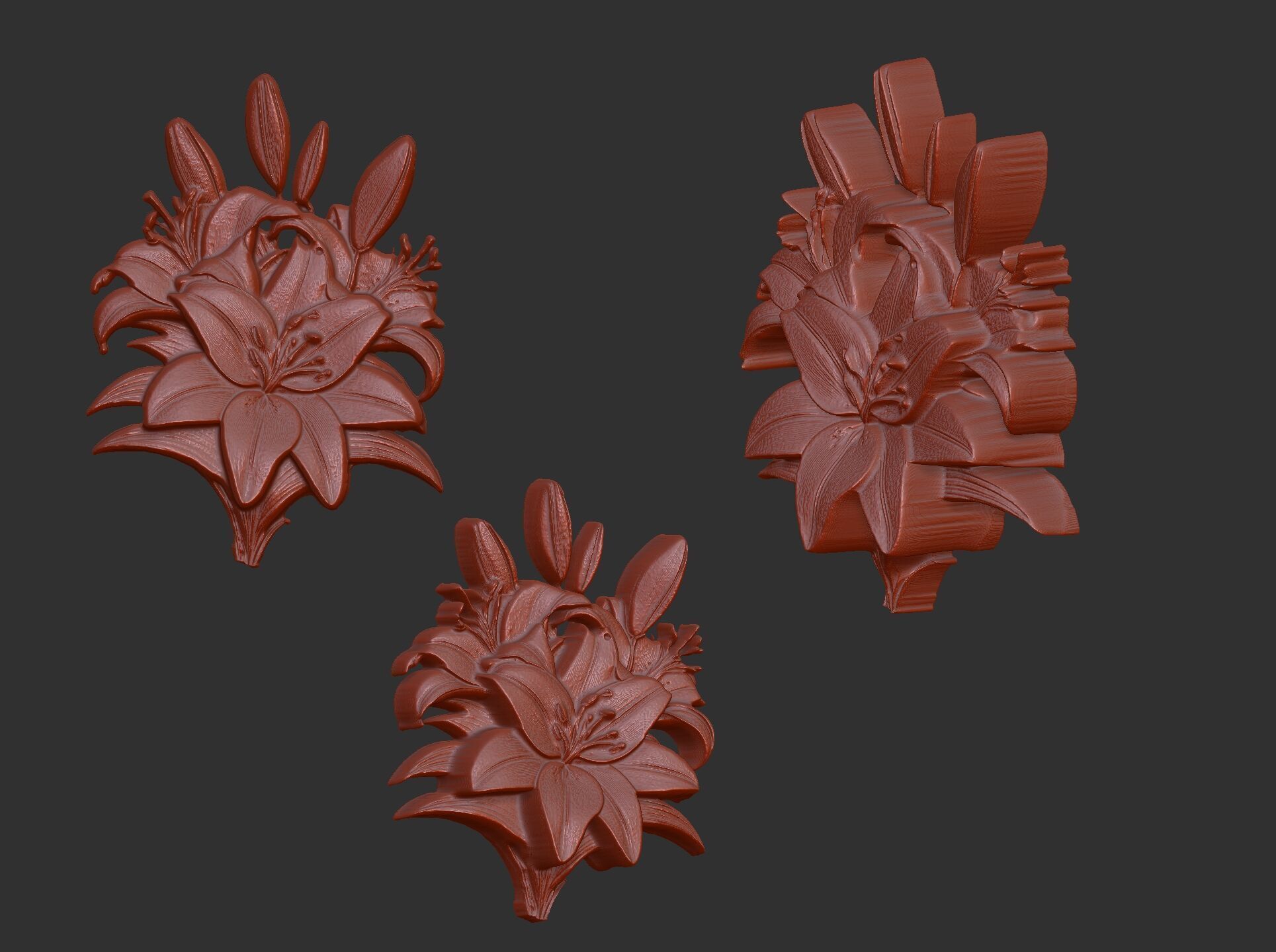 lily flower cnc model 3D print model_7