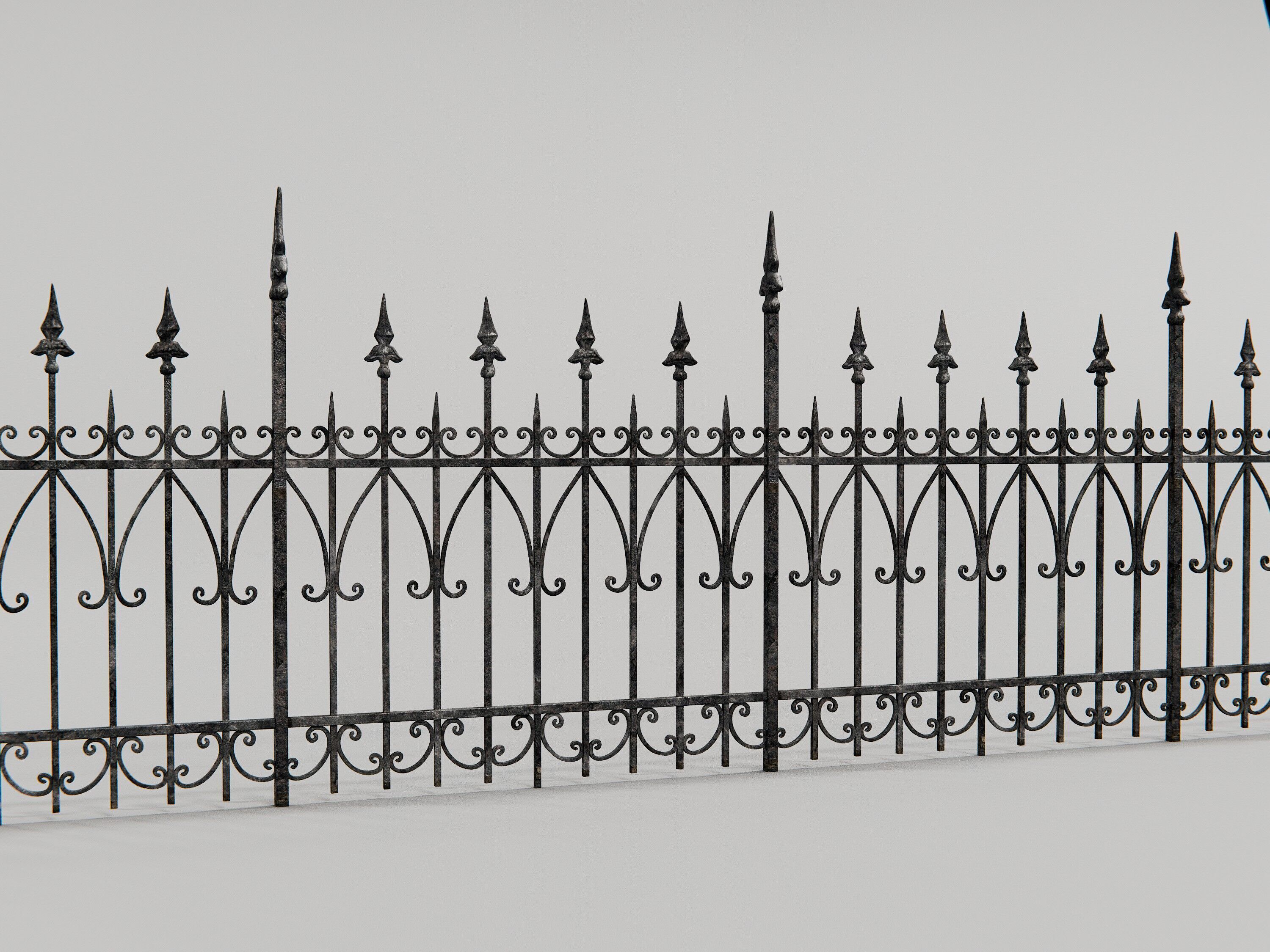 gothic walls - fences- gates - asset pack 3D model_9