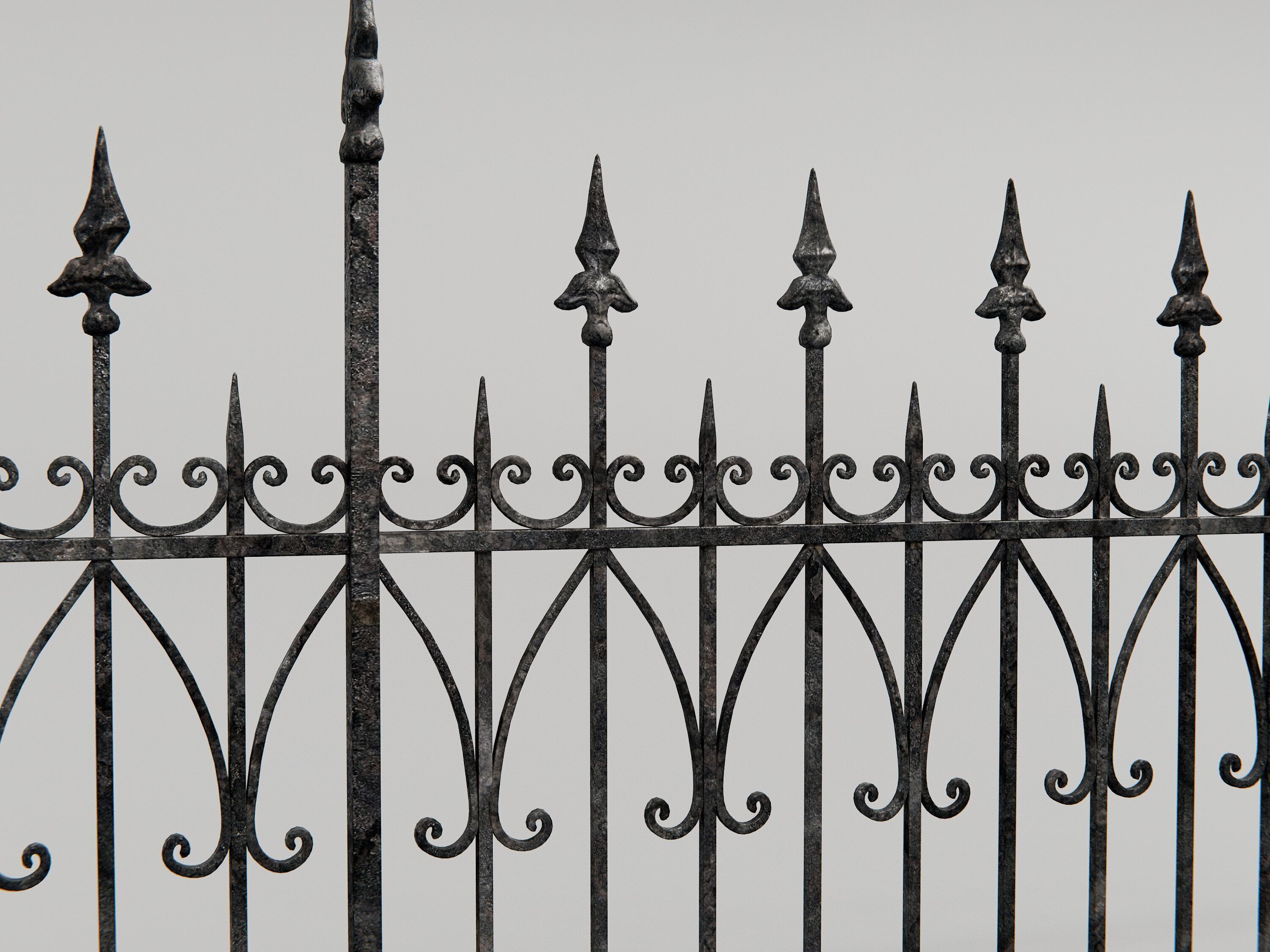 gothic walls - fences- gates - asset pack 3D model_3