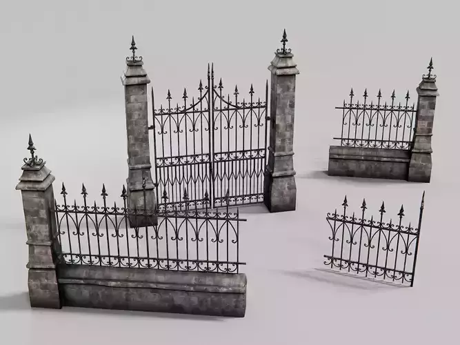 gothic walls - fences- gates - asset pack